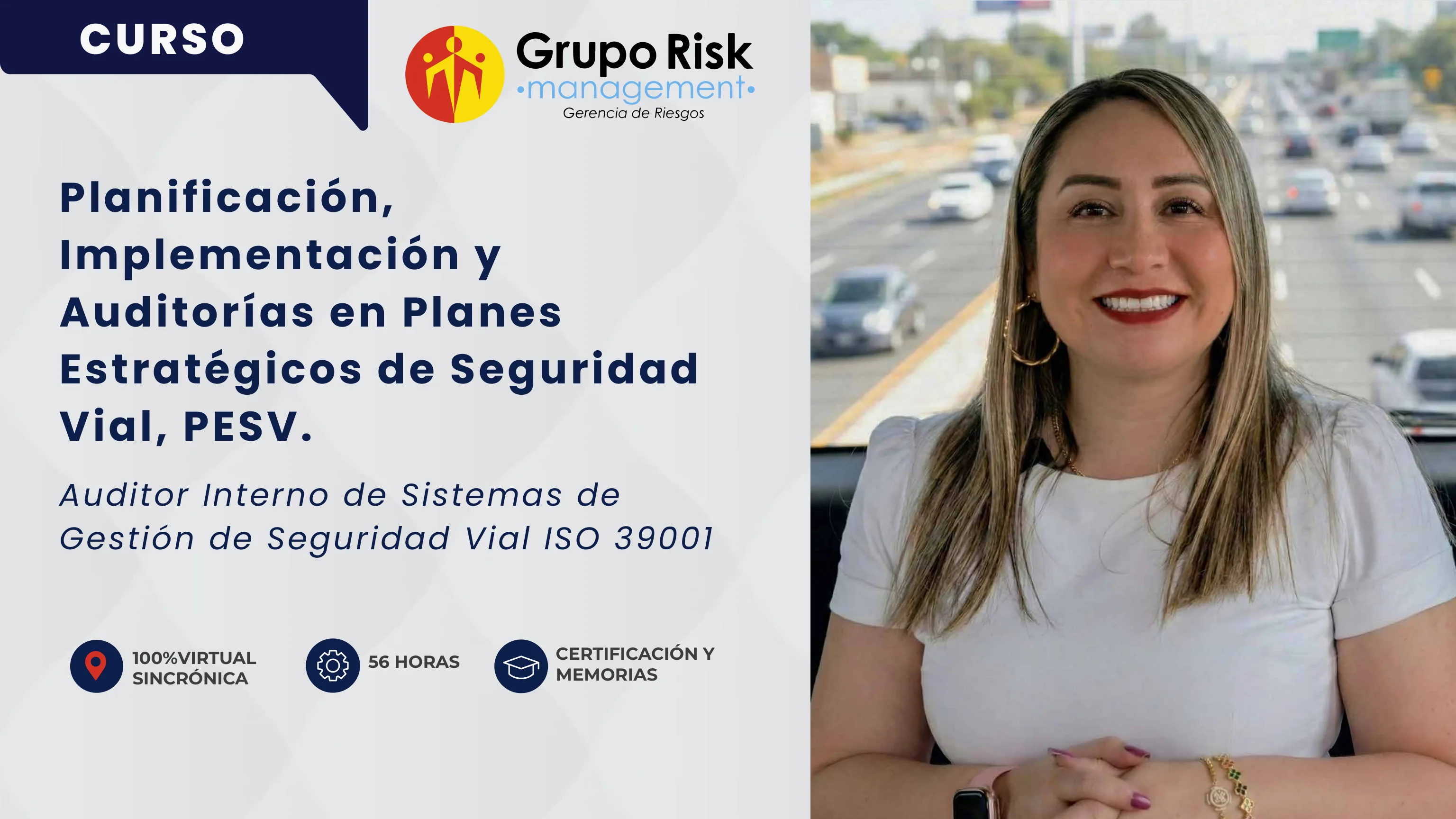 Portada del curso de Planificación, Implementación y Auditorías en Planes Estratégicos de Seguridad Vial PESV, de Grupo Risk